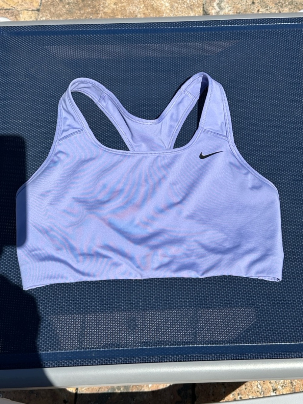 Nike Women's Lavender Racerback Sports Bra with Black Swoosh